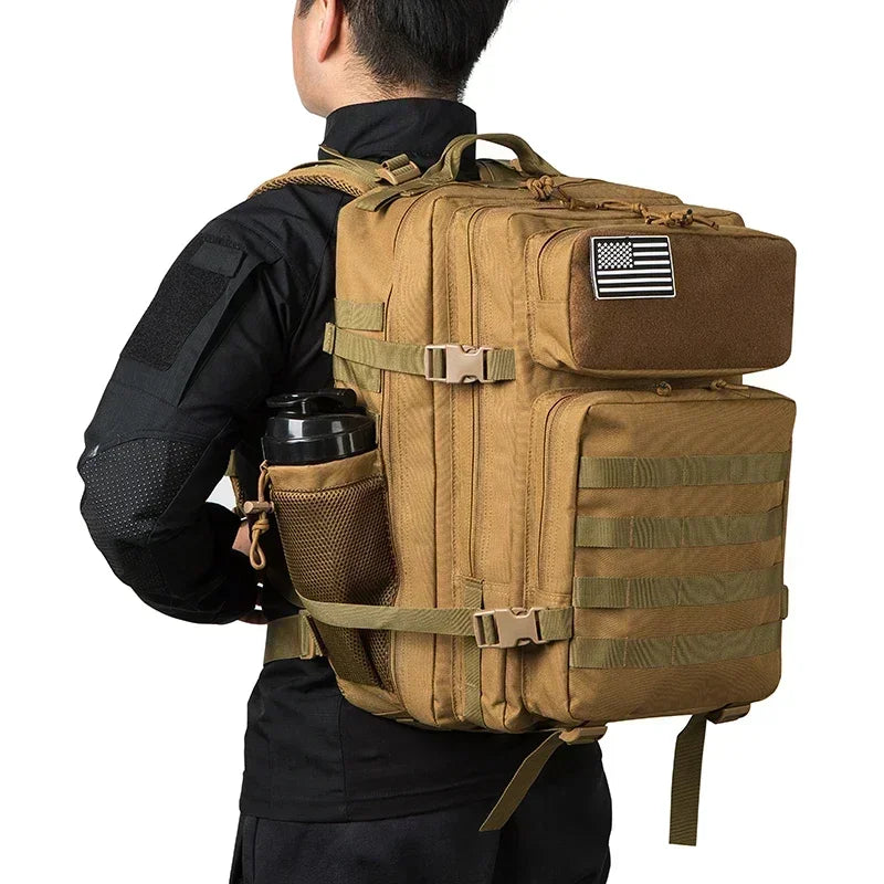 45L Tactical Backpack Hunting Rucksack with Dual Cup Holders  Outdoor camping equipment back pack