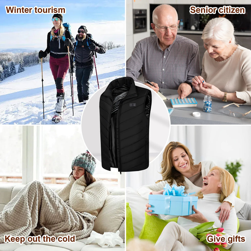 Womens Heated Vest 5 in 1 Smart Controller Lights-out Design, Electric Heated Jackets (Battery Pack Not Included)