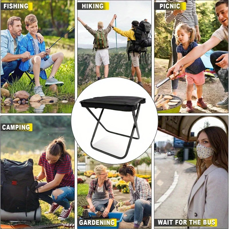 1 Portable Folding Camping Stool (with Storage Bag) - Compact, Lightweight, Sturdy and Durable