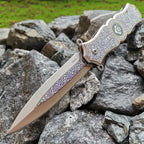 BlossomEDC Folding Pocket Knife 3D Chrysanthemum Design, Stainless Steel EDC Knife for Men, Lightweight & Durable (4.7oz, 7.95")