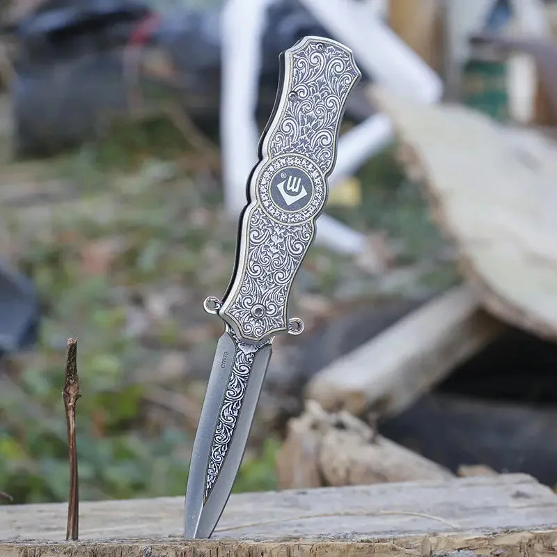 BlossomEDC Folding Pocket Knife 3D Chrysanthemum Design, Stainless Steel EDC Knife for Men, Lightweight & Durable (4.7oz, 7.95")