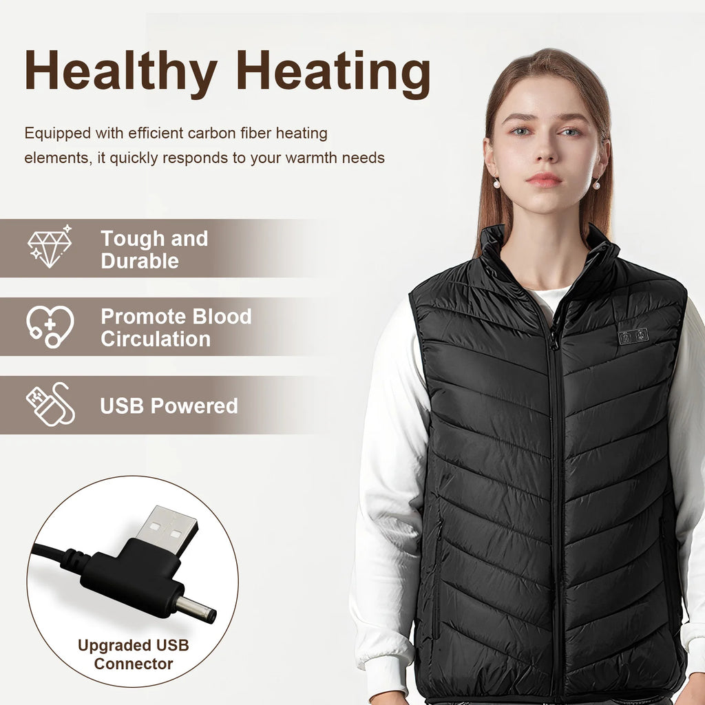 Womens Heated Vest 5 in 1 Smart Controller Lights-out Design, Electric Heated Jackets (Battery Pack Not Included)