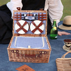 Blue and White Outdoor Picnic Household Storage Basket  Suitable for Excursions, Camping, Hiking, Picnics, Outdoor Parties