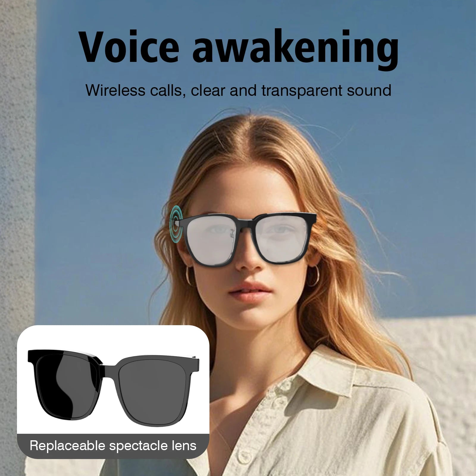 Smart glasses, music playback, touch voice assistant, can answer/make calls, long battery life, blue light blocking sunglasses