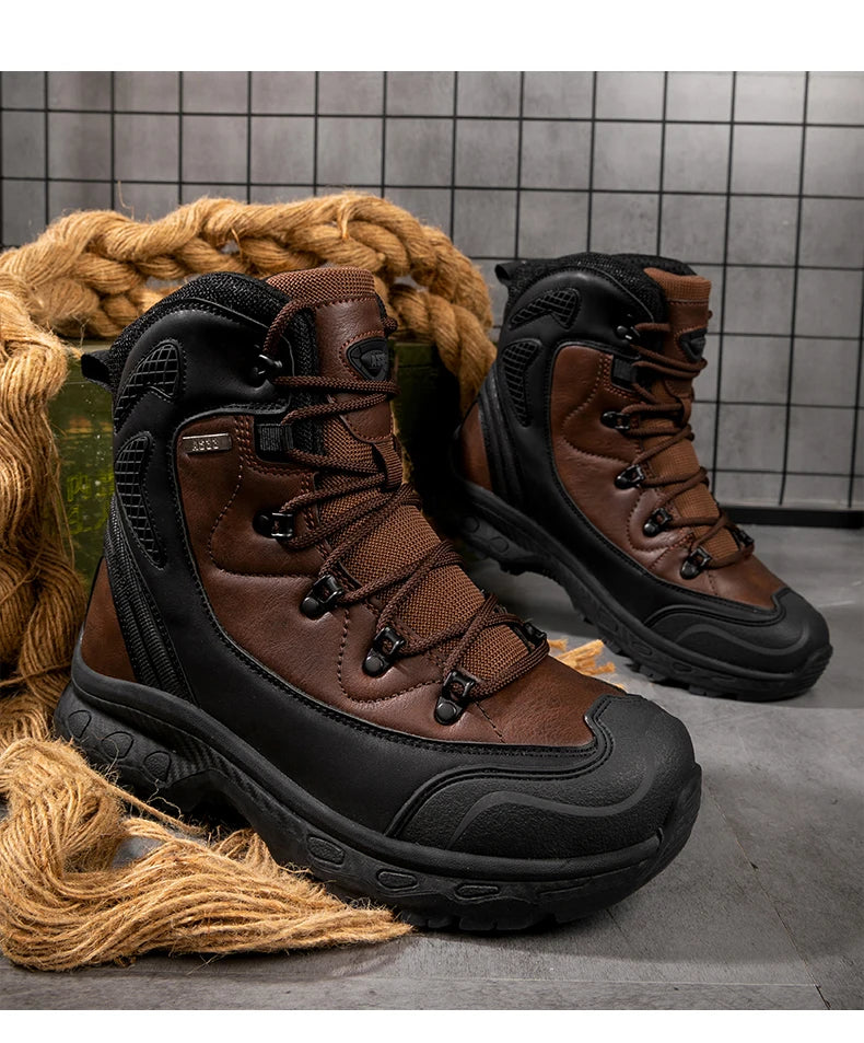 Men's mountain climbing motorcycle boots, outdoor hiking boots, fashionable boots