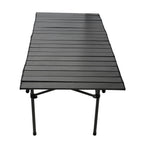 Folding Camping Table Black Spacious Storage Basket 47.24in Carbon Steel Portable Roll Up Outdoor Table