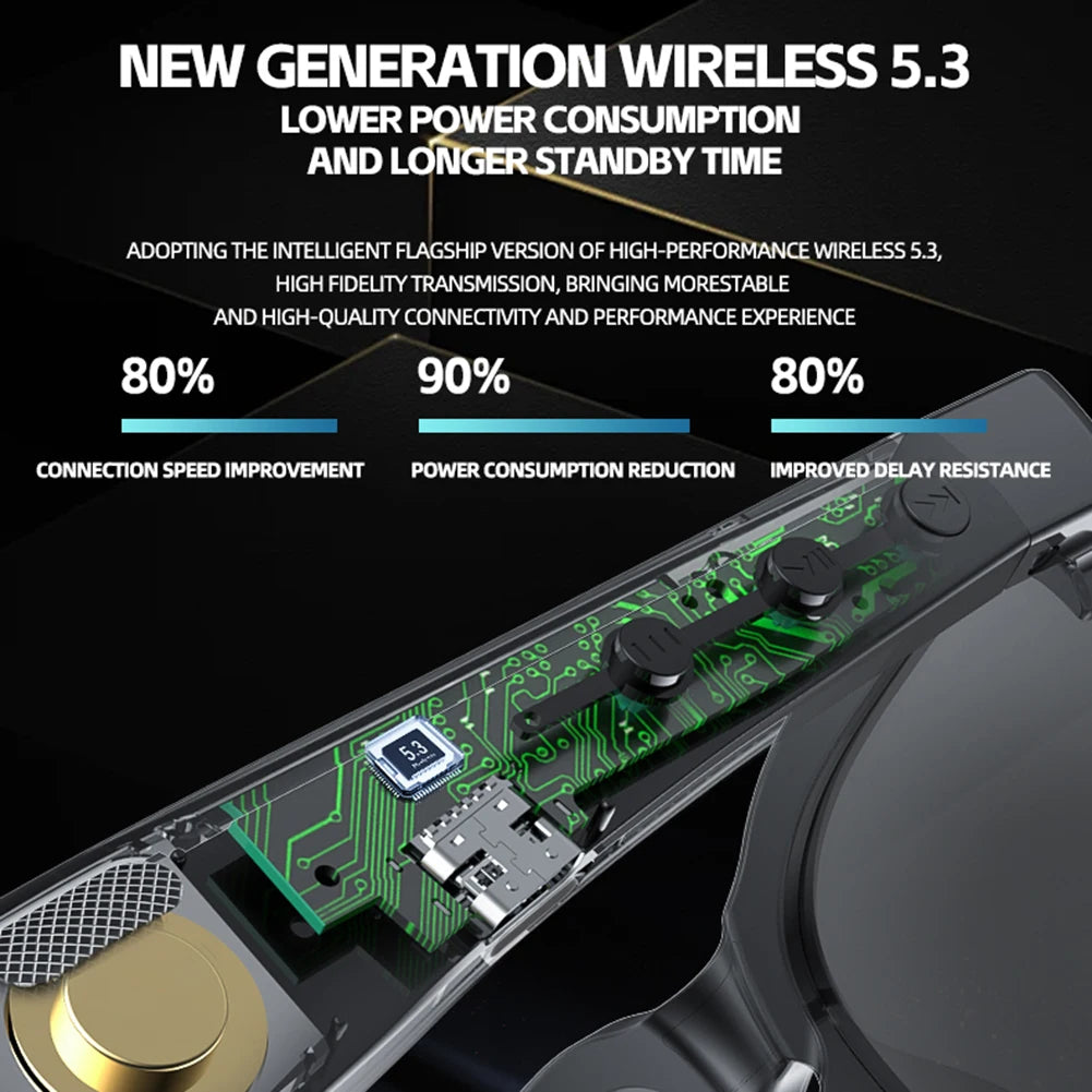 AI Intelligent Translation Glasses Bluetooth-Compatible 5.4 Smart Glasses Support 144 Languages Wireless Headset for Men & Women