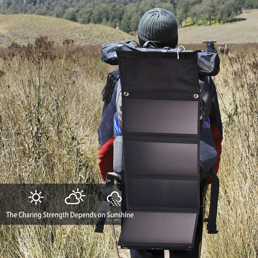 28W Portable Solar Panel 5VFolding Solar Panel 2 USB Ports Phone Charger