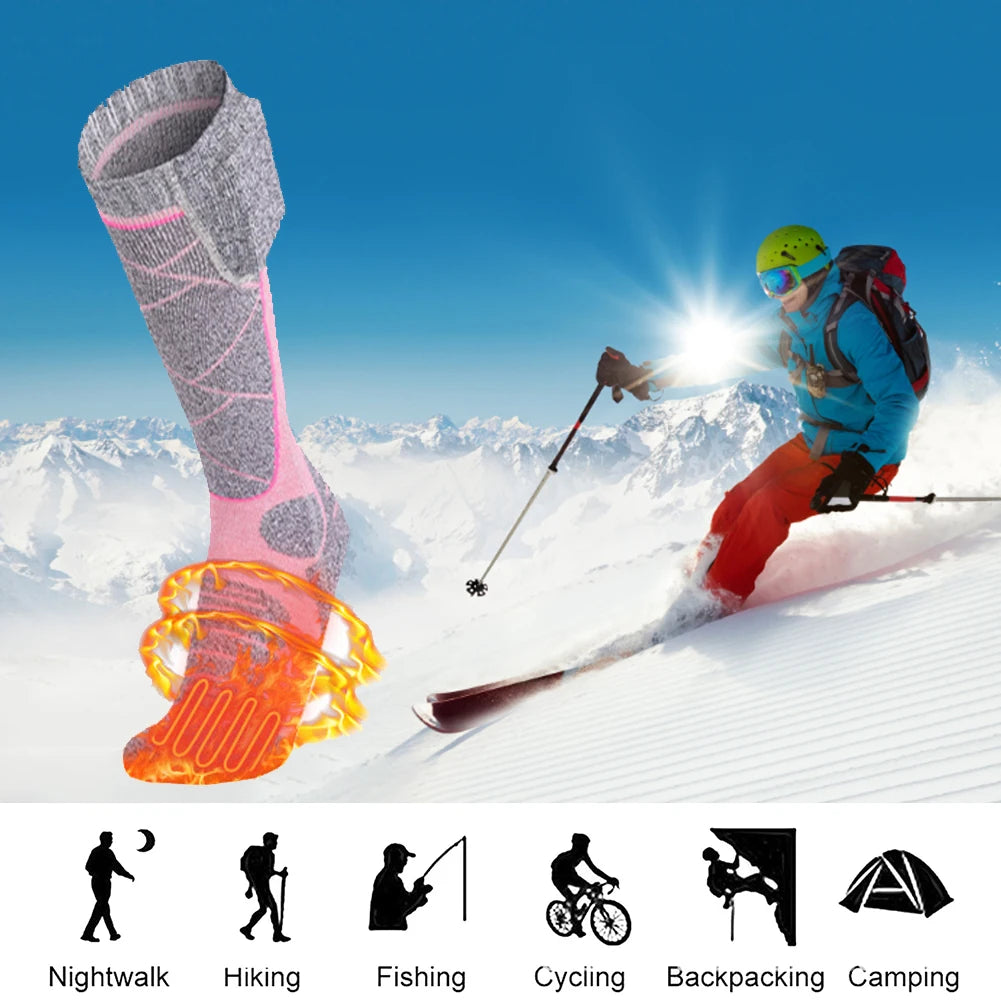 Electric Thermal Socks 3.7v Battery Foot Warm Socks Elastic Comfortable 3 Modes Adjustable for Fishing Camping for Hiking Skiing