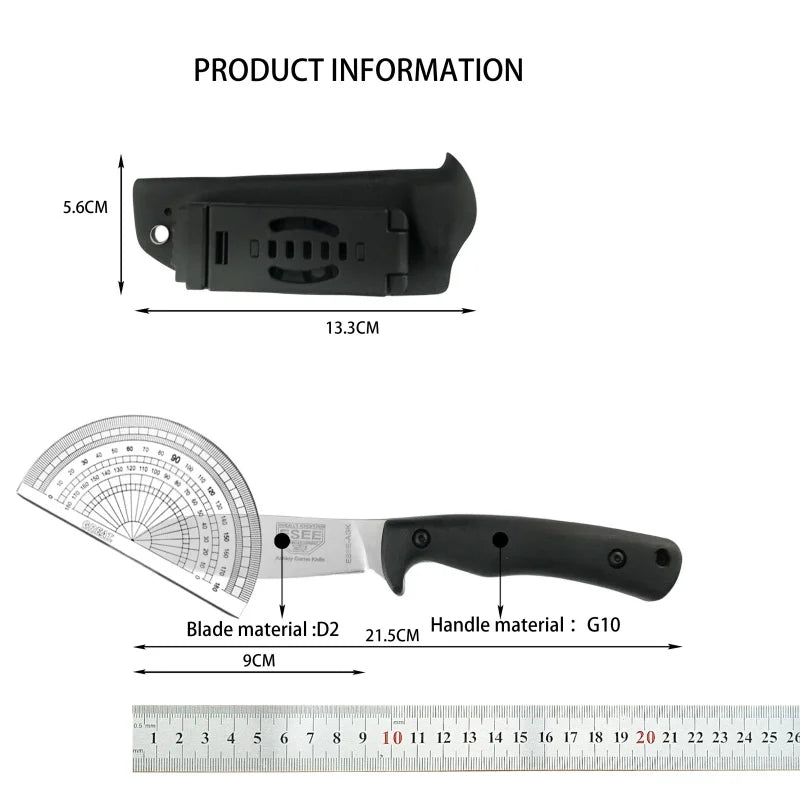 AGK High Hardness Straight Knife Lightweight and Durable Two-handed Design Outdoor Camping Survival Adventure Cutting Knife