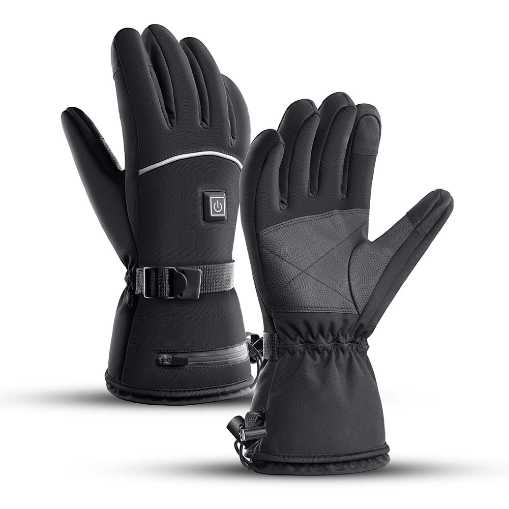 Motorcycle Heated Gloves Winter Motorcycle Waterproof Touch Screen Ski Heated Gloves 3 Gear Temperature Heating Thermal Gloves