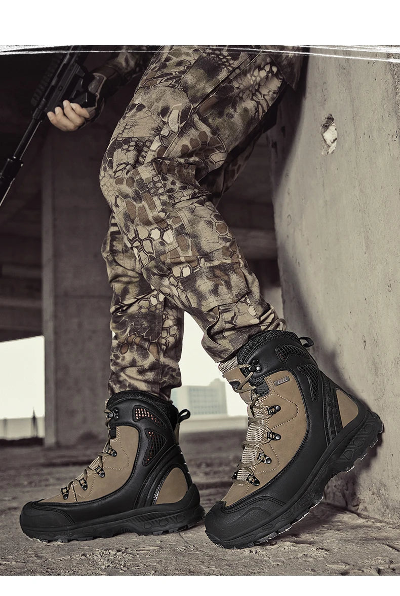 Men's mountain climbing motorcycle boots, outdoor hiking boots, fashionable boots