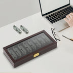 Knife Display Case Knife Storage Box Knife Display Case Organizer Collection Box Glass Metal Flannelette Walnut Color/Black