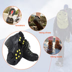 1Pair 10 Teeth Snow Ice Claw Climbing Anti-Slip Ice Grips Shoe Spikes Crampon Cleats Sport Shoes Cover for Walking Hiking Boots