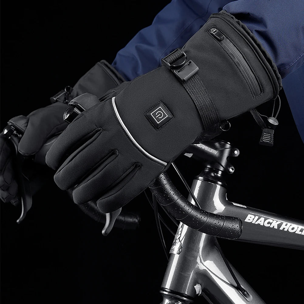 Motorcycle Heated Gloves Winter Motorcycle Waterproof Touch Screen Ski Heated Gloves 3 Gear Temperature Heating Thermal Gloves