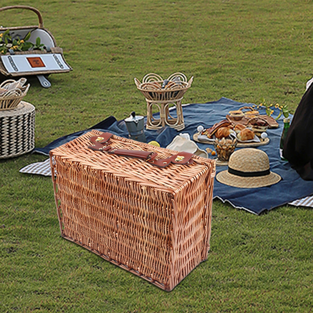 Blue and White Outdoor Picnic Household Storage Basket  Suitable for Excursions, Camping, Hiking, Picnics, Outdoor Parties