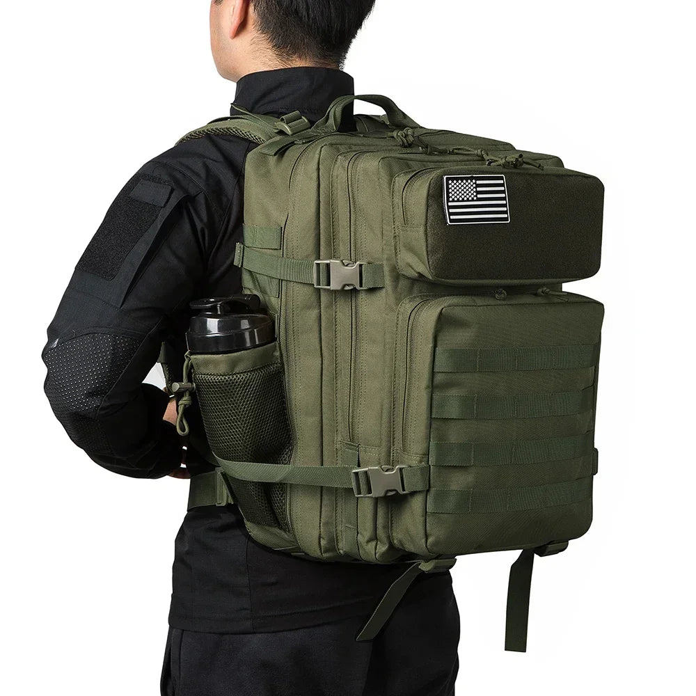 45L Tactical Backpack Hunting Rucksack with Dual Cup Holders  Outdoor camping equipment back pack
