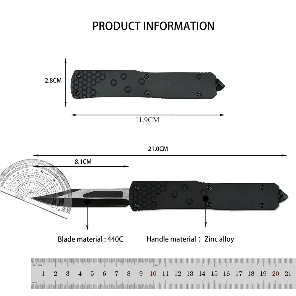 F156 Pocket Knife Black Zinc Alloy Handle for Multifunctional Outdoor Self-defense Camping EDC Survival Tool Knives Gift for Men