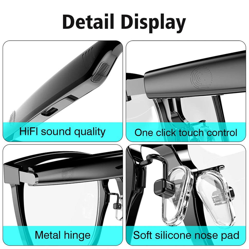 Smart glasses, intelligent noise reduction, can answer/make calls, touch voice assistant, unisex, blue light blocking glasses
