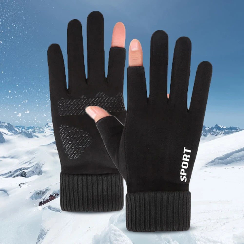 Touch Screen Electric Heated Hand Warmer Windproof USB Rechargeable Heating Thermal Gloves 2 Finger Heated Gloves for Women Men