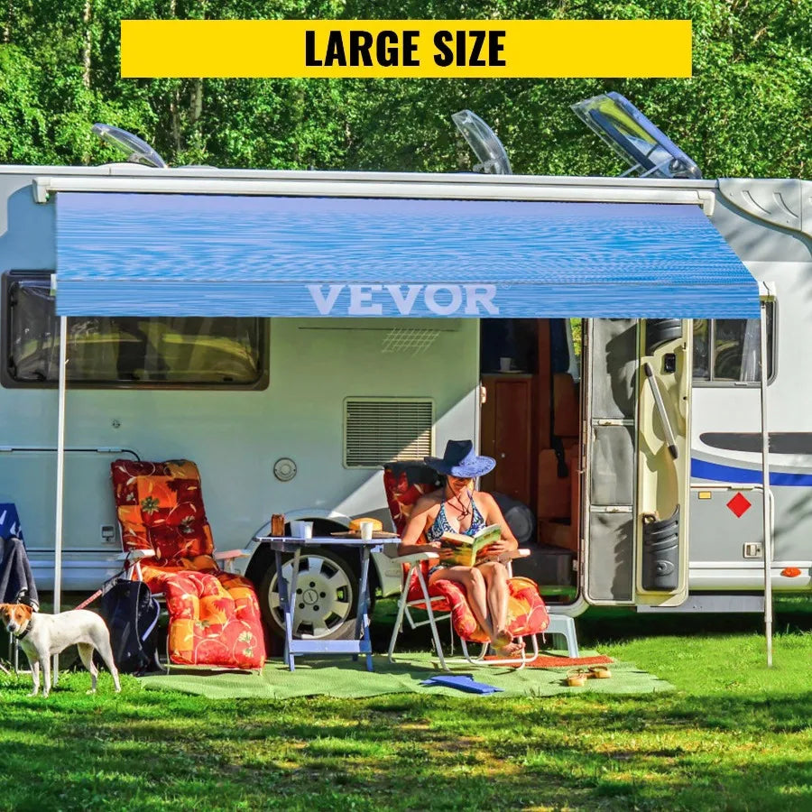 RV Awning 19' Camper Awning Fabric Trailer Awning Canopy Patio Camping Car Awning Durable 15oz Vinyl Roller Tube for RV Van SU