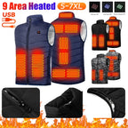 9 Heated Vest Zones Electric Heated Jackets Men Women Sportswear Heated Coat Graphene Heat Coat USB Heating Jacket For Camping
