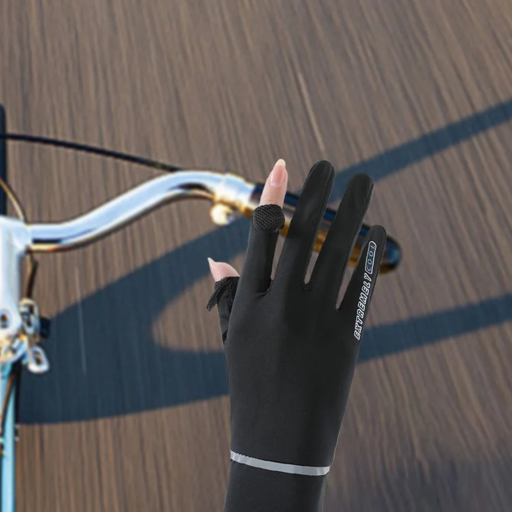 Lady Sunscreen Ice Silk Gloves Cycling Gloves Breathable Motorcycle Gloves Bicycle Gloves for Golf Driving Riding Fishing Hiking