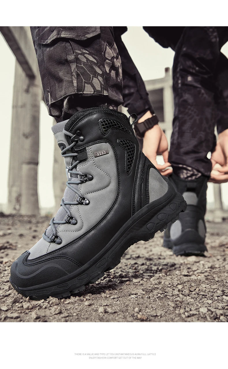 Men's mountain climbing motorcycle boots, outdoor hiking boots, fashionable boots