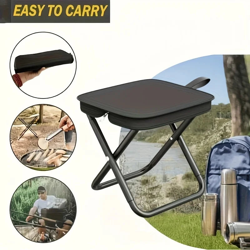 1 Portable Folding Camping Stool (with Storage Bag) - Compact, Lightweight, Sturdy and Durable