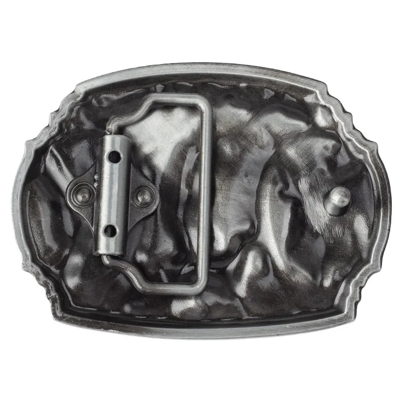 Hunting In The Wild Belt Buckle Colored Hounds Reindeer and Wild Ducks