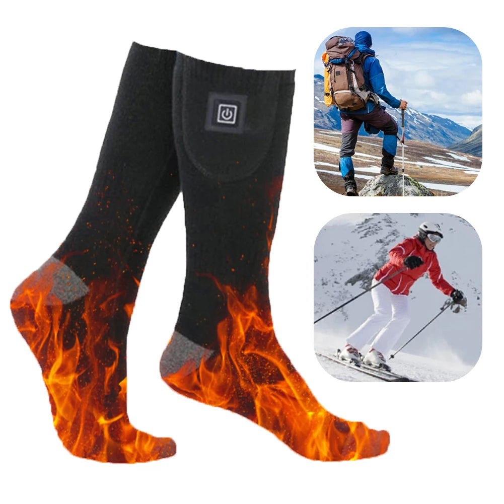 Unisex Battery Heated Socks Breathable 3 Level Temperature Rechargeable Heated Socks Cozy Cold-Proof for Camping Fishing Cycling