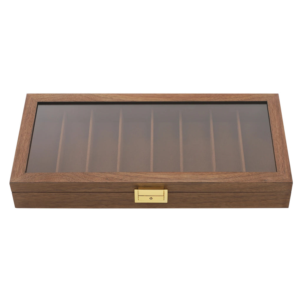 Knife Display Case Knife Storage Box Knife Display Case Organizer Collection Box Glass Metal Flannelette Walnut Color/Black