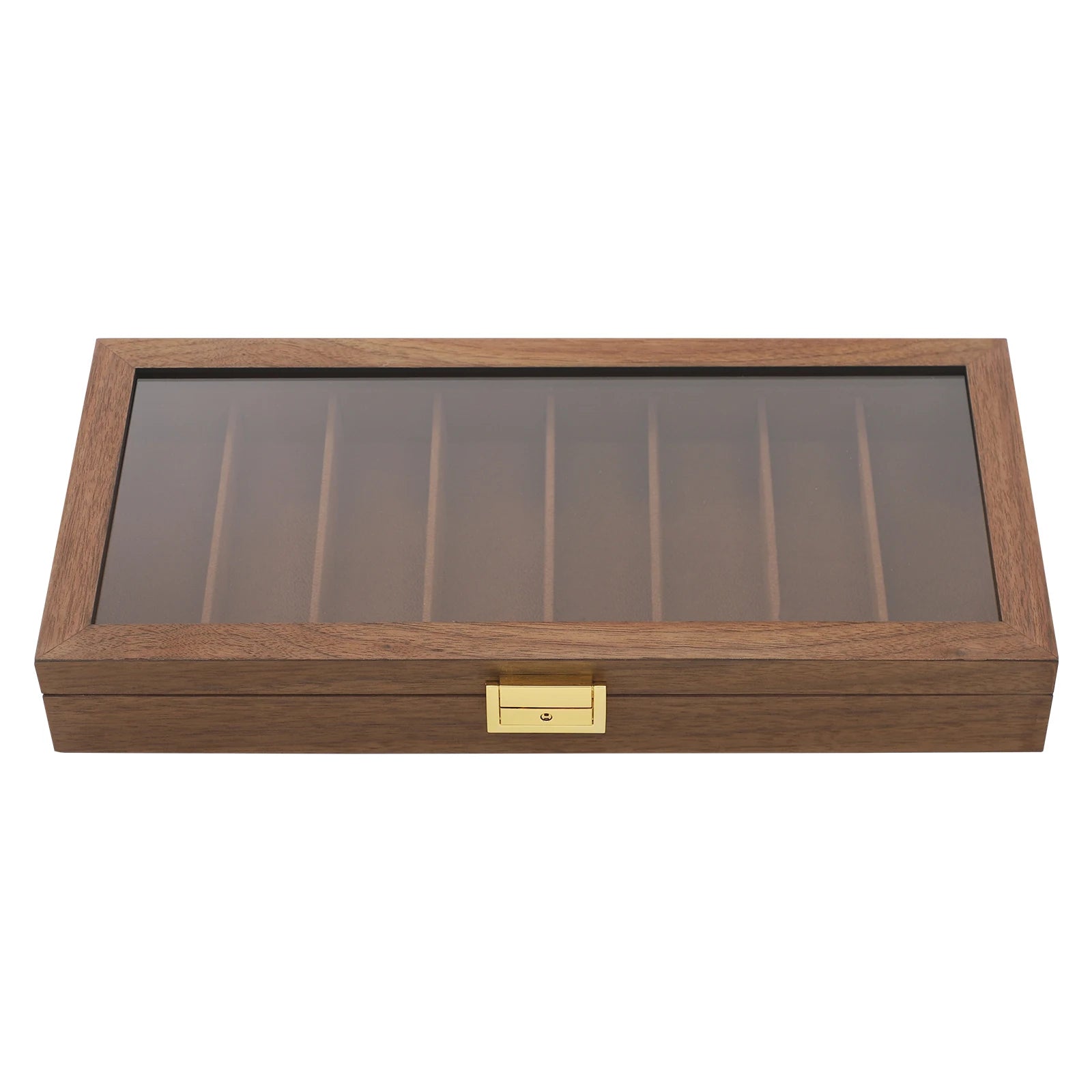 Knife Display Case Knife Storage Box Knife Display Case Organizer Collection Box Glass Metal Flannelette Walnut Color/Black