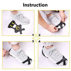 1Pair 10 Teeth Snow Ice Claw Climbing Anti-Slip Ice Grips Shoe Spikes Crampon Cleats Sport Shoes Cover for Walking Hiking Boots
