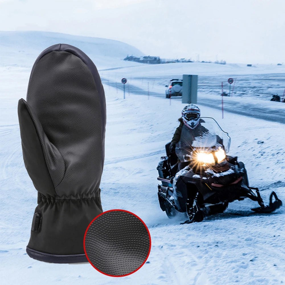 Electric Heated Gloves Motorcycle Winter Moto Heated Gloves Warm Waterproof Rechargeable Heating Thermal Gloves For Snowmobile