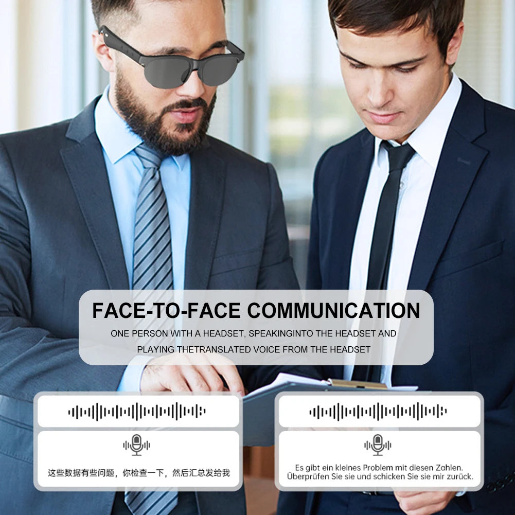 AI Intelligent Translation Glasses Bluetooth-Compatible 5.4 Smart Glasses Support 144 Languages Wireless Headset for Men & Women