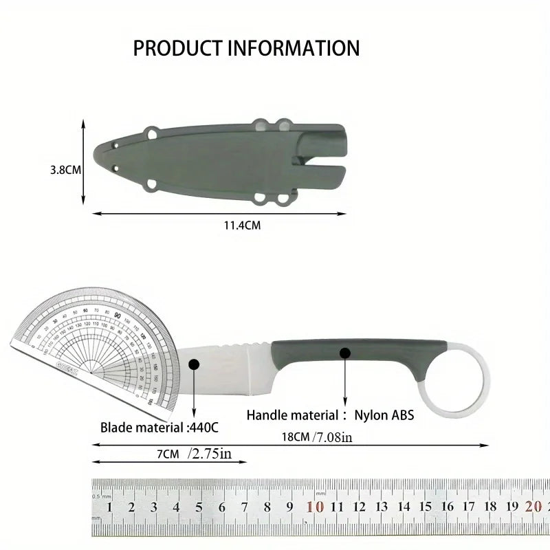 20AZ Straight Knife 440C Steel Blade Nylon ABS Handle Outdoor Camping Wilderness Survival EDC Pocket Knife A Man's Gift