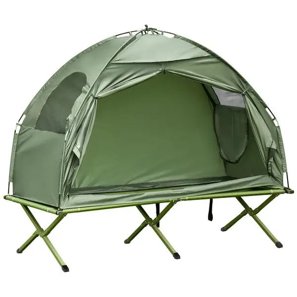 Outsunny Camping Tent Cot, Single Person Folding Cot Combo, Off-Ground Tent, Covered Outdoor Bed with Carry Bag
