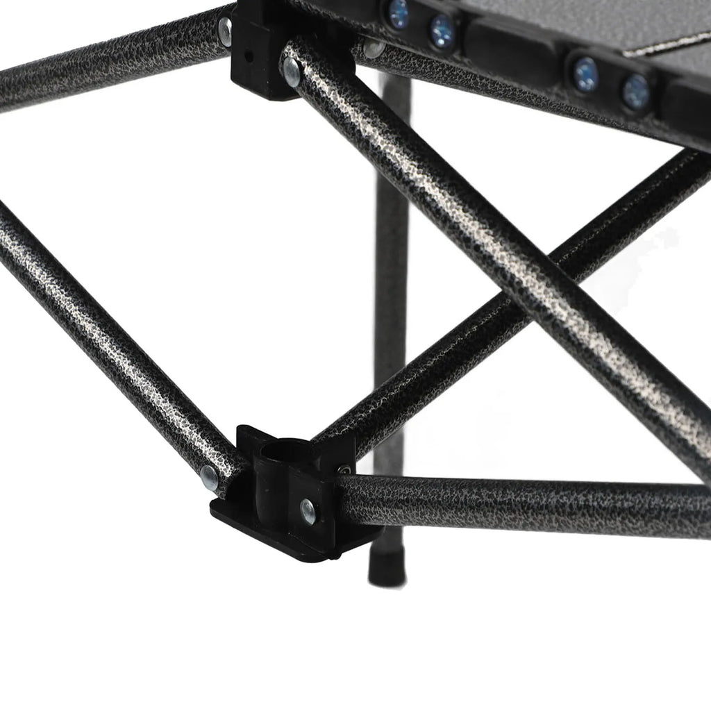 Folding Camping Table Black Spacious Storage Basket 47.24in Carbon Steel Portable Roll Up Outdoor Table