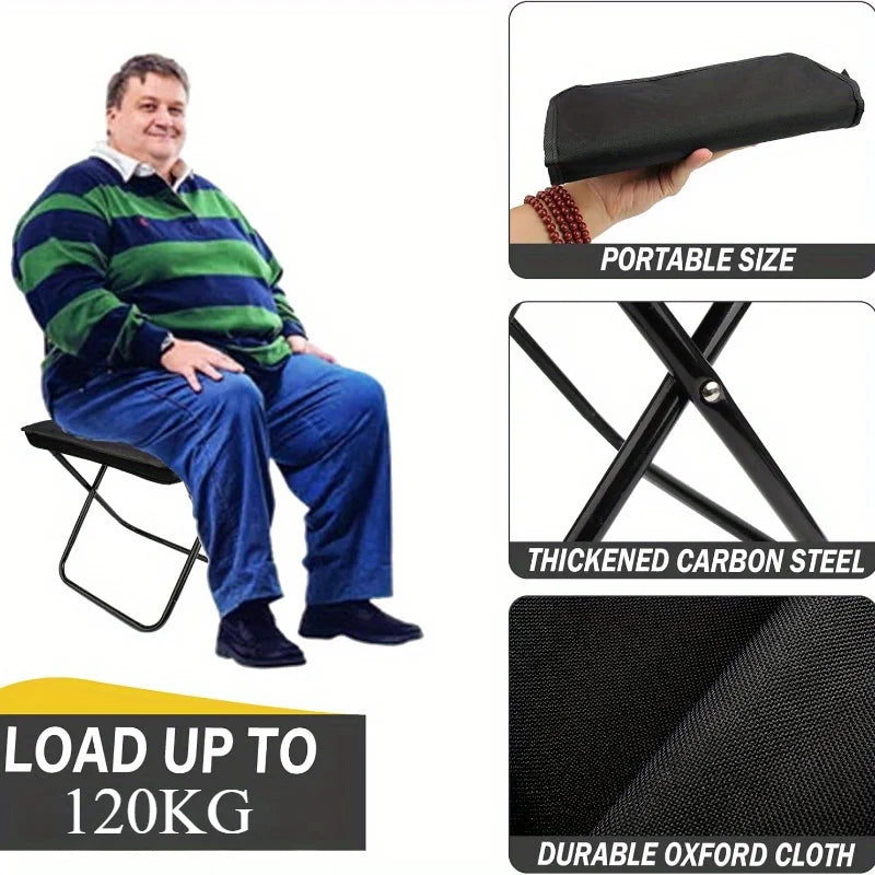 1 Portable Folding Camping Stool (with Storage Bag) - Compact, Lightweight, Sturdy and Durable