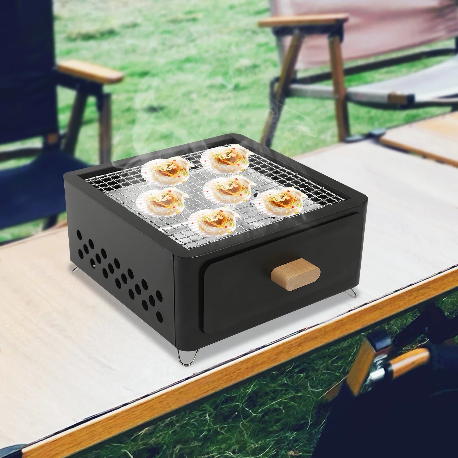 31*31*13.5cm Square Tabletop Barbecue Stove, Outdoor Bbq Grill, Barbecue Grill For Outdoor Cooking