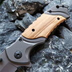 1Pc Single-handed Quick-opening Folding Knife, High-hardness Solid Wood Outdoor Folding Knife, Multi-functional Folding Knife