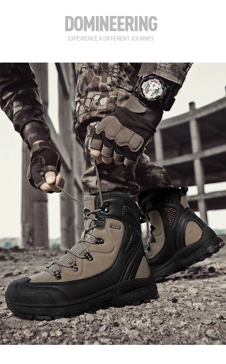 Men's mountain climbing motorcycle boots, outdoor hiking boots, fashionable boots
