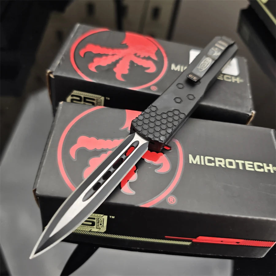 F156 Pocket Knife Black Zinc Alloy Handle for Multifunctional Outdoor Self-defense Camping EDC Survival Tool Knives Gift for Men