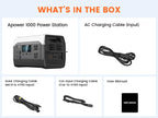 Ctolity XP1000 1024Wh 1600w Portable Power Station for Camping, UPS Function, Lifepo4 Battery, One Hour Fast Full Charing