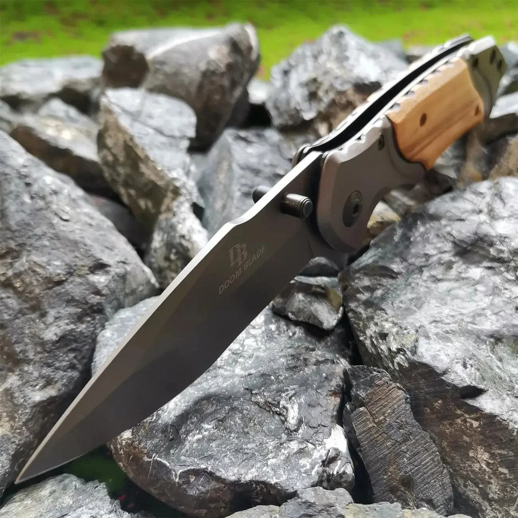 1Pc Single-handed Quick-opening Folding Knife, High-hardness Solid Wood Outdoor Folding Knife, Multi-functional Folding Knife