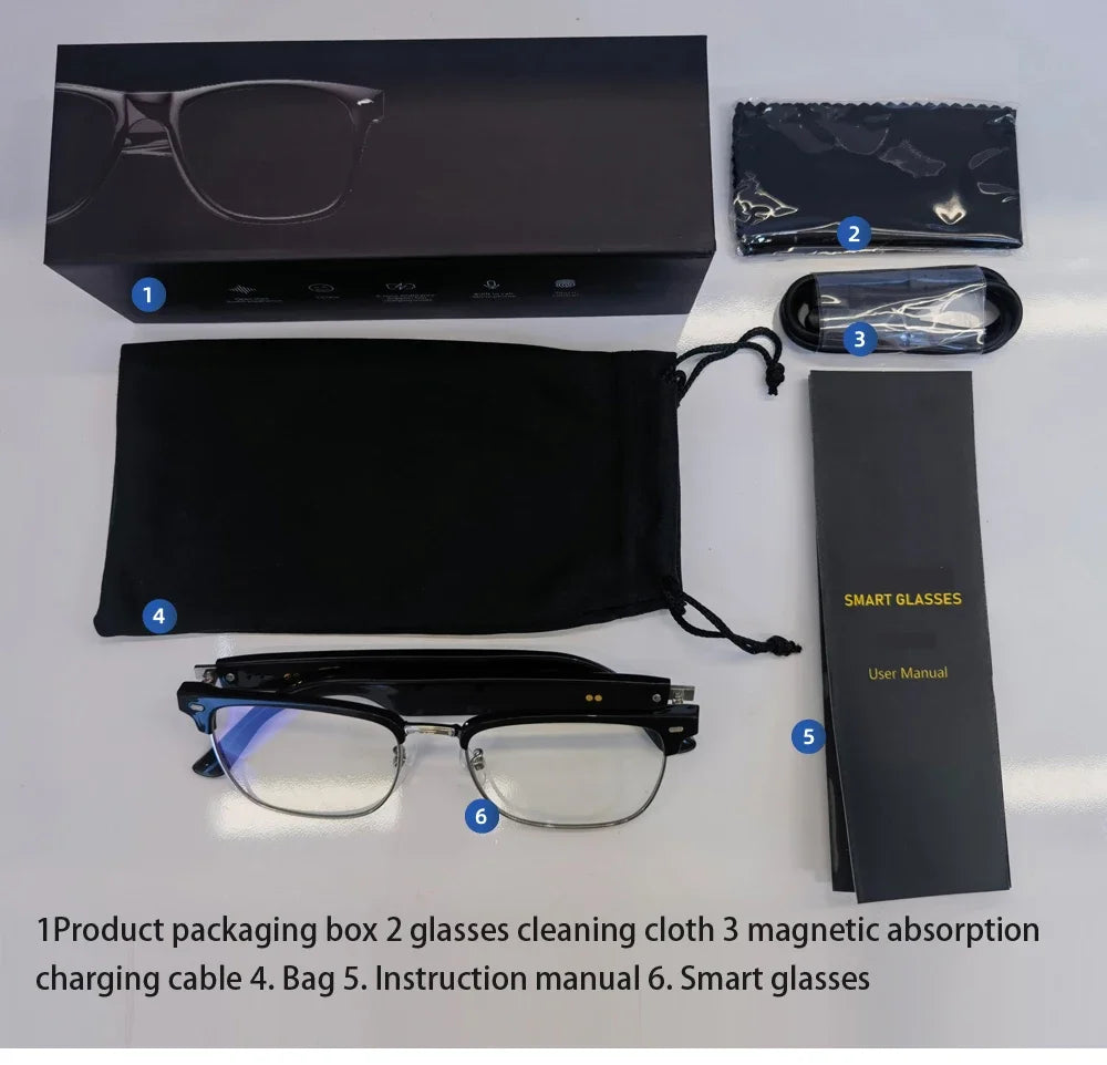 Blackview E1306 Smart Glasses for Men Women Bluetooth Call Outdoor Sport Anti-blue Light Glasses with AI Voice Mic & Speaker