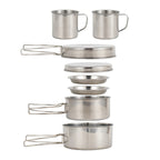 8pcs/Set Camping Cookware Mess Kit Stainless Steel