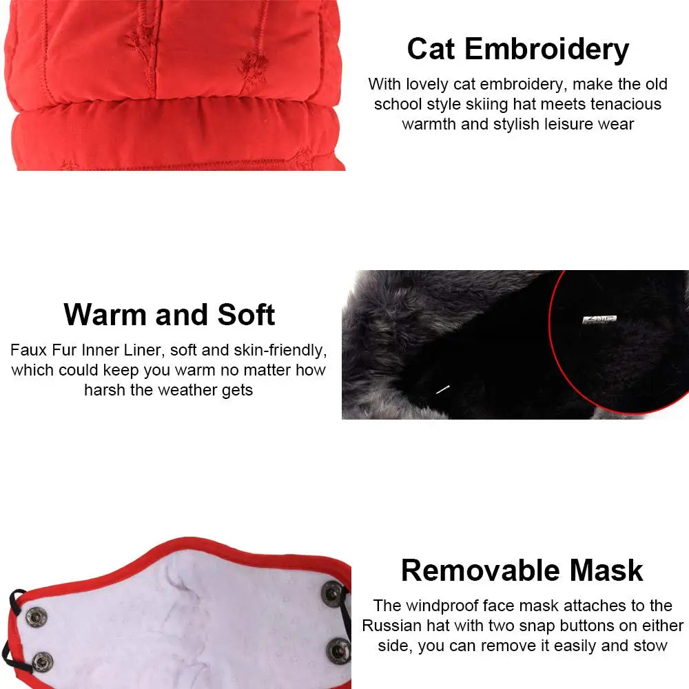 Winter Windproof Thermal Hat Ski Hunting Ear Flaps Cap with Removable Face Mask