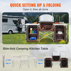 SucceBuy Camping Kitchen Table Folding Outdoor Cooking Table w/Storage Carrying Bag Aluminum Cook Station